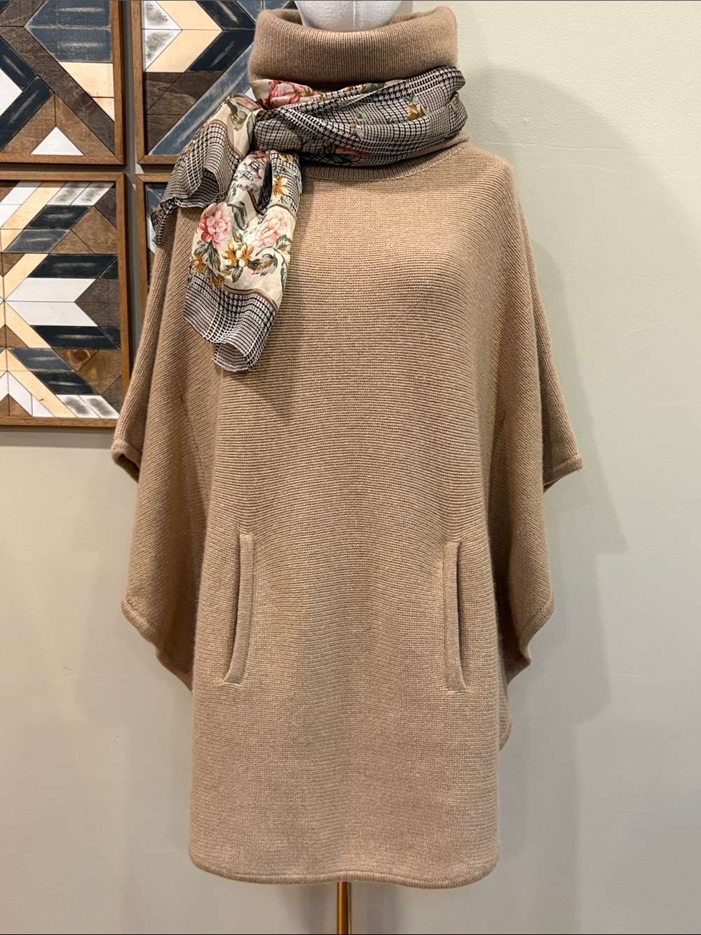 Vintage Ralph Lauren Blue Label Y2K Cashmere Cowl Neck Cape Poncho Sweater Small